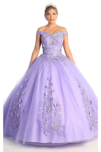 Off The Shoulder Ball Gown - LILAC / 4
