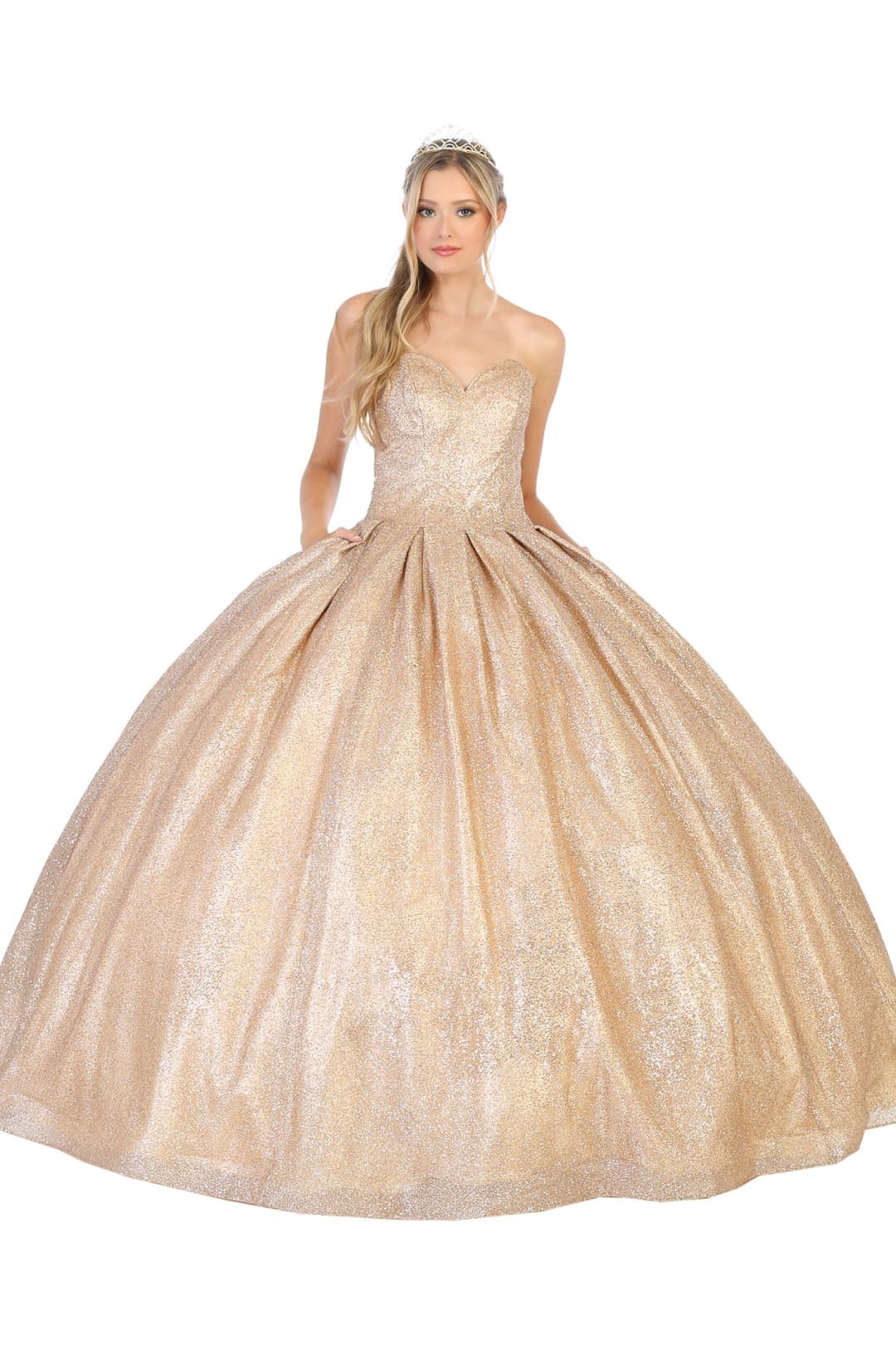 Shimmering Quinceañera Ball Gown - Champagne/Gold / 4