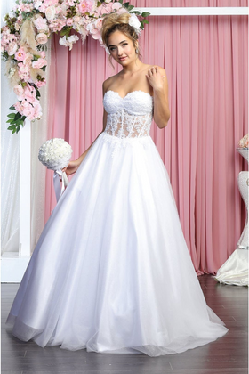 Layla K LK141B Sweetheart Glitter White Strapless Wedding Gown