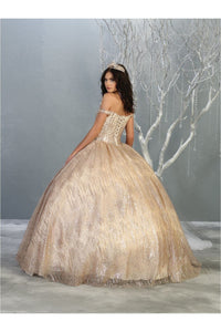 Off The Shoulder Glitter Ball Gown