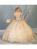 Layla K LK152 Off The Shoulder Corset Embroidered Quinceanera Formal Ball Gown
