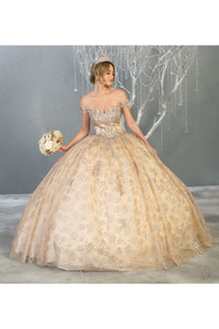 Princess Quinceanera Ball Gown And Plus Size - CHAMPAGNE/GOLD / 4