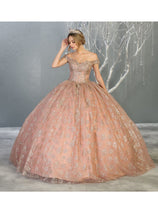Layla K LK152 Off The Shoulder Corset Embroidered Quinceanera Formal Ball Gown