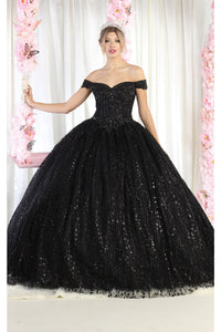 Formal Ball Quinceanera Gown And Plus Size - BLACK / 4