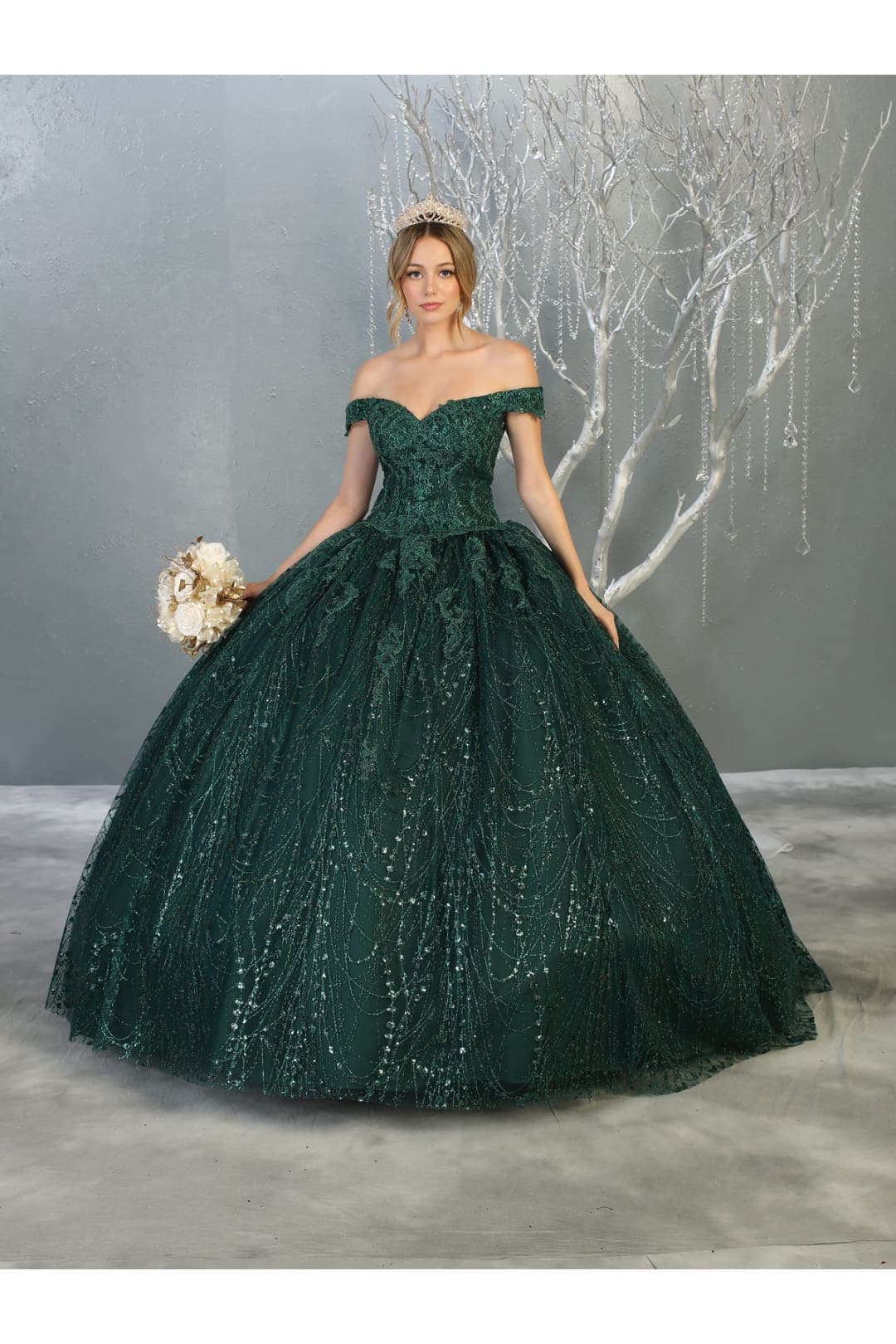 Formal Ball Quinceanera Gown And Plus Size - HUNTER GREEN / 4