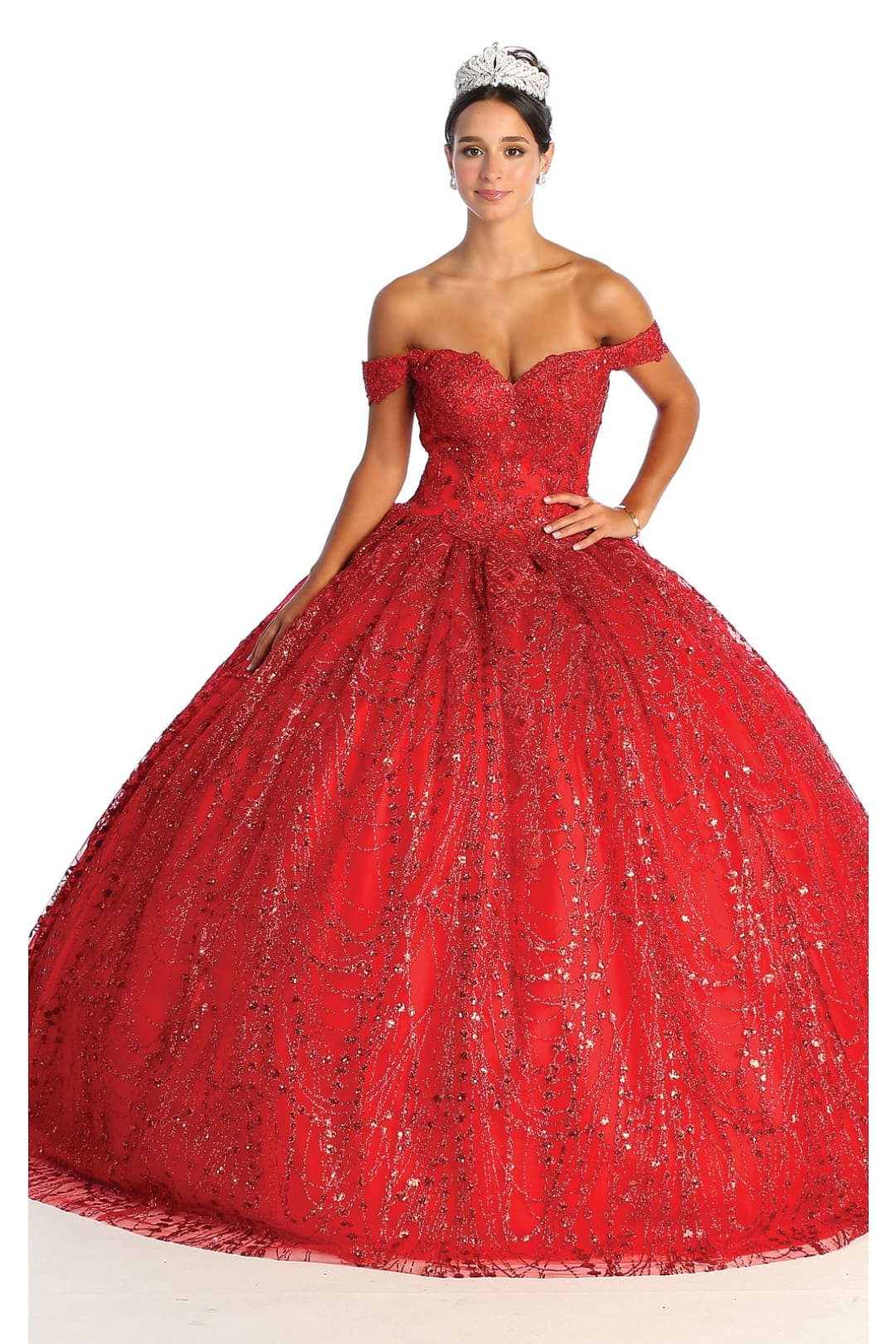 Formal Ball Quinceanera Gown And Plus Size - RED / 4