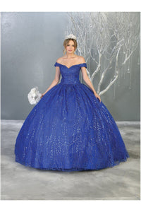 Formal Ball Quinceanera Gown And Plus Size - ROYAL BLUE / 4