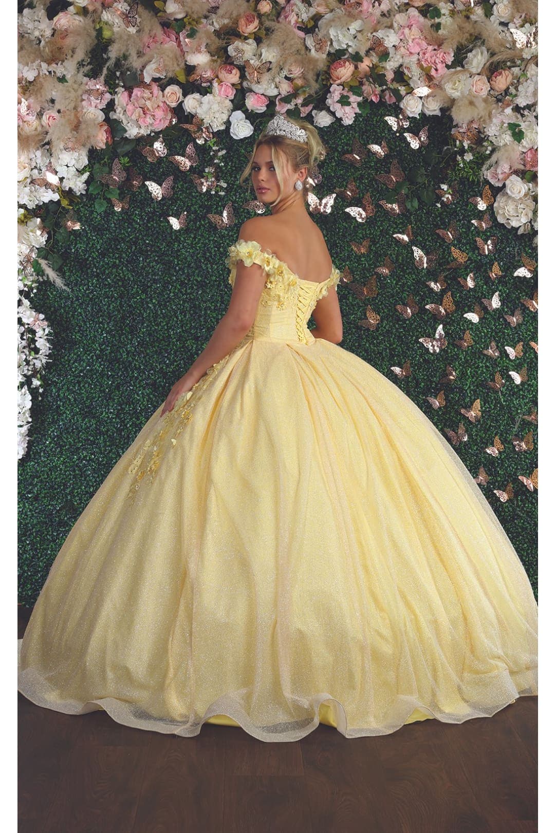 Off Shoulder Floral Quinceanera Ball Gown