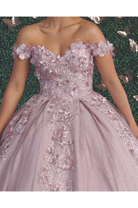 Off Shoulder Floral Quinceanera Ball Gown