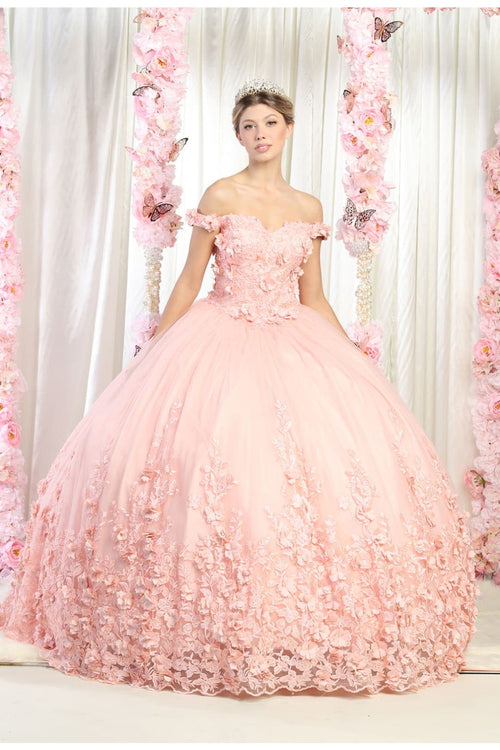 Off Shoulder Ball Gown - BLUSH / 4