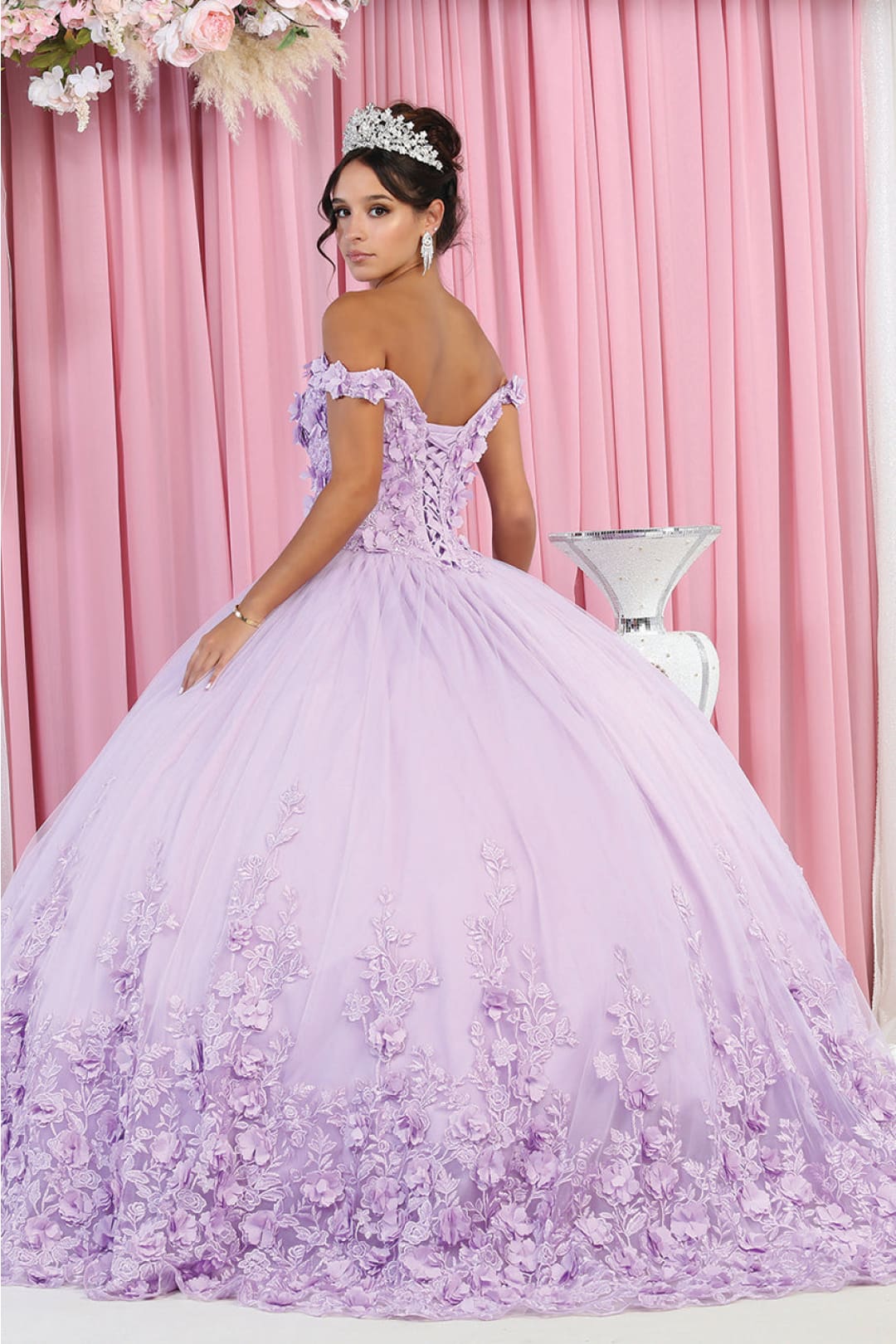 Layla K LK158 Floral Corset Off The Shoulder Quinceanera Ball Gown - Dress