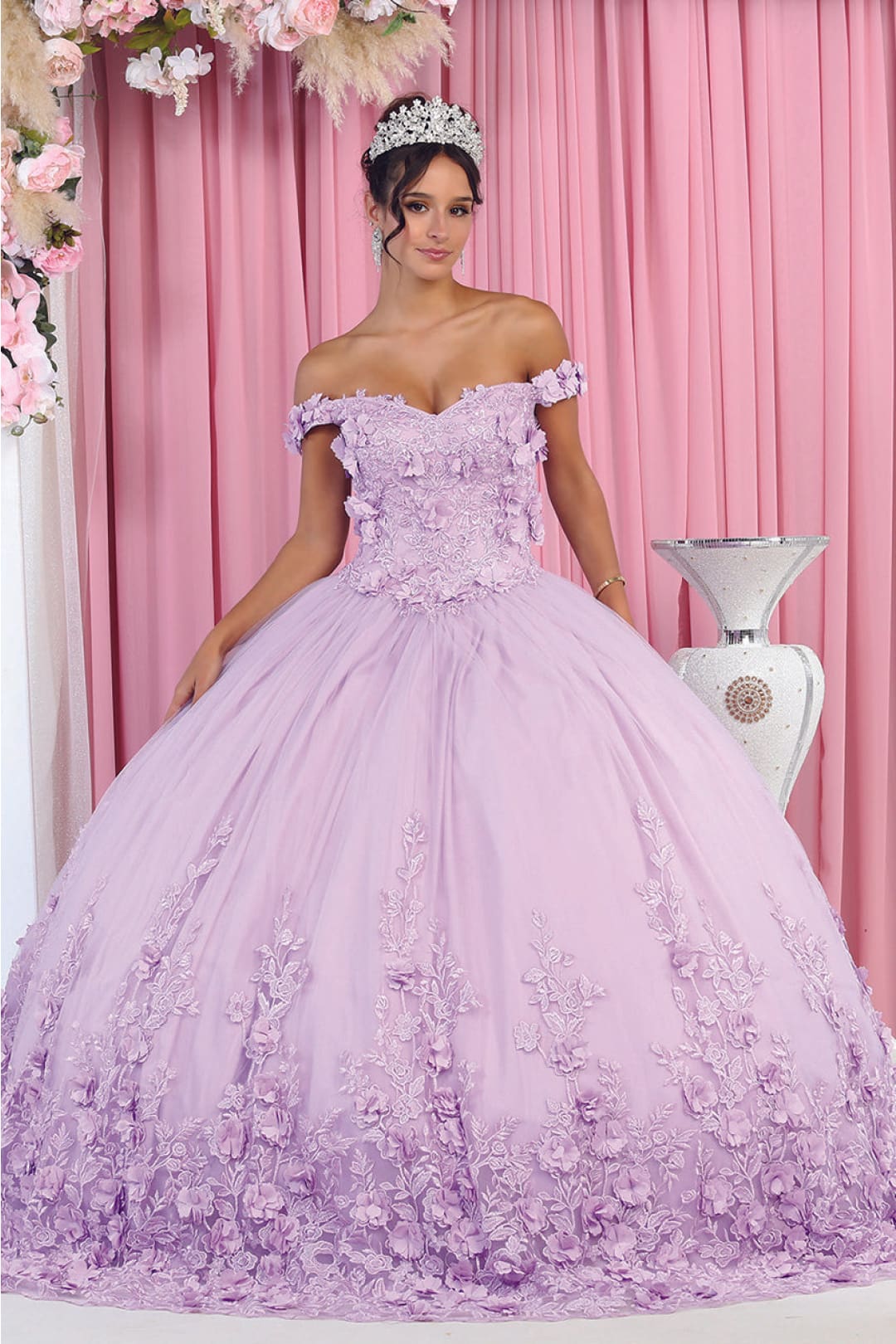 Layla K LK158 Floral Corset Off The Shoulder Quinceanera Ball Gown - Dress