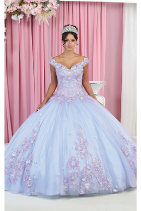 Layla K LK160 Floral Embroidered Glitter Sweet 16 Quince Ball Gown