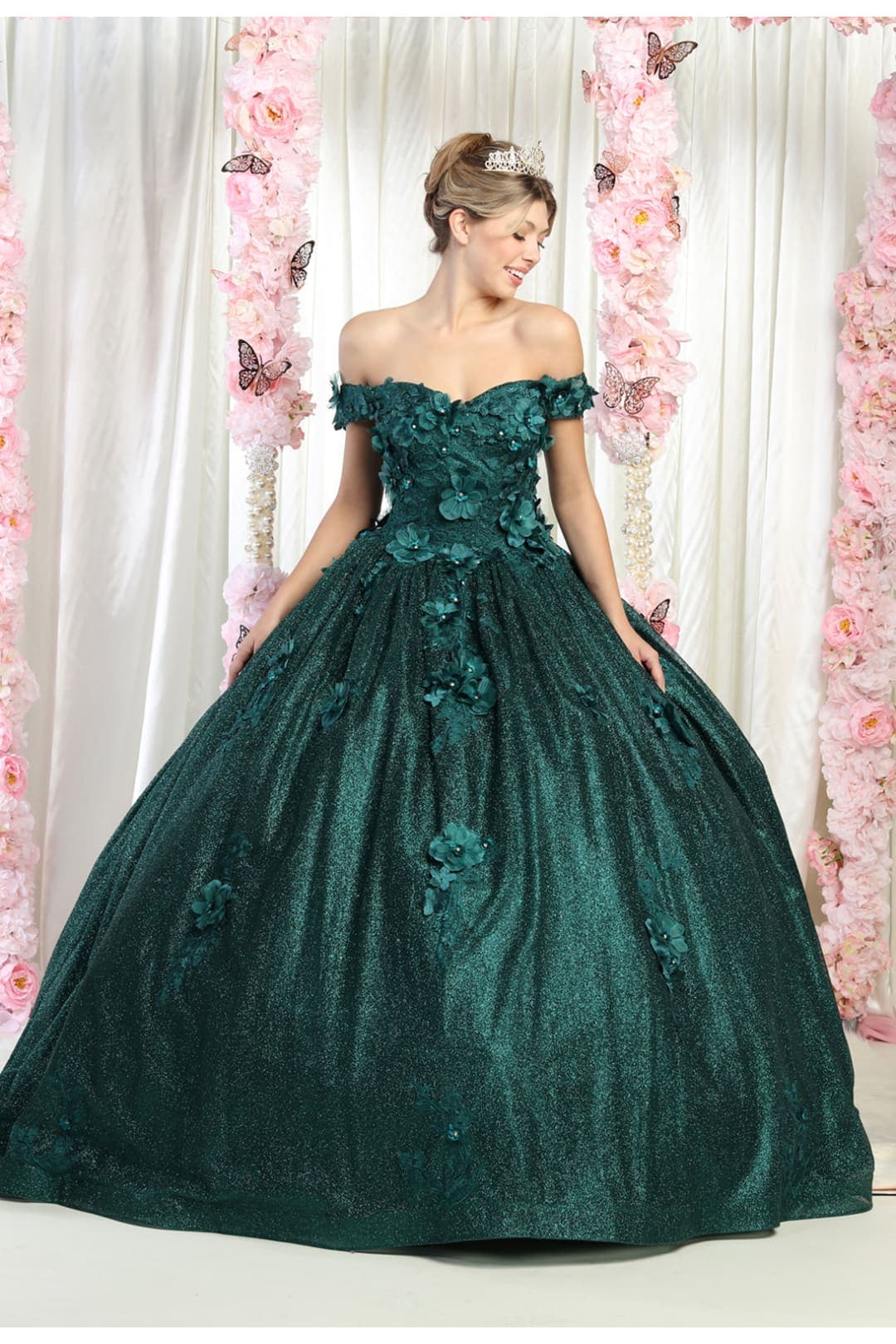 Honeydress Women's Jewl Neck Embroidery Quinceanera Dress Applique Ball  Gown Dress Army Green at  Women's Clothing store