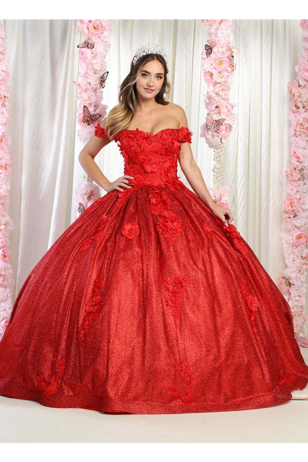 Shiny Ball Quince Dress - RED / 4