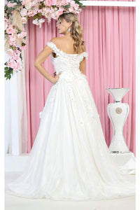 Layla K LK161B Off The Shoulder Glitter Ivory Wedding Gown