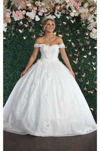 Layla K LK161B Off The Shoulder Glitter Ivory Wedding Gown - Dress