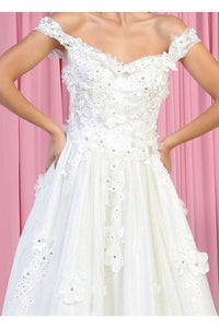 Layla K LK161B Off The Shoulder Glitter Ivory Wedding Gown