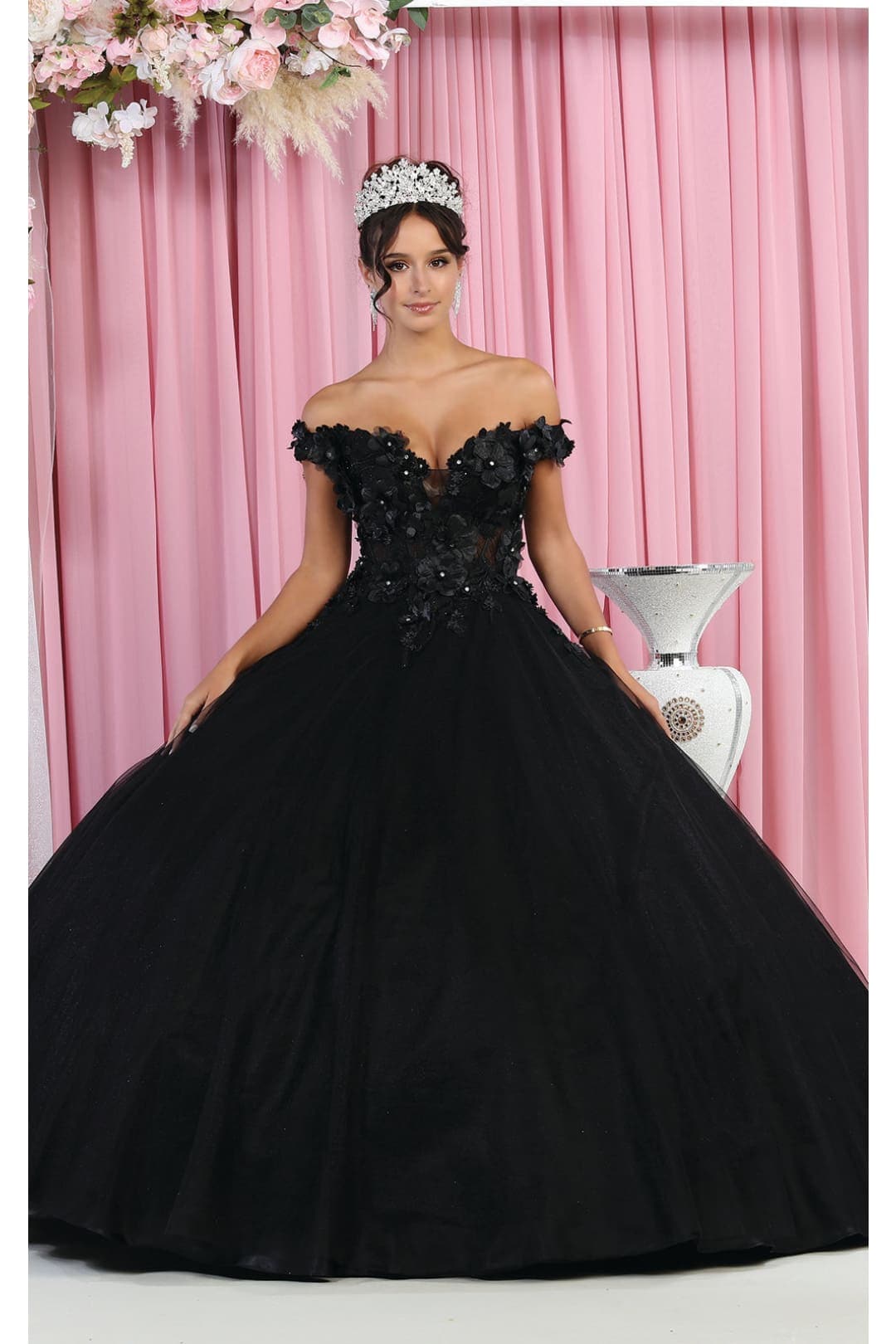 Princess Black Flora Long Formal Gown – Joyofdress