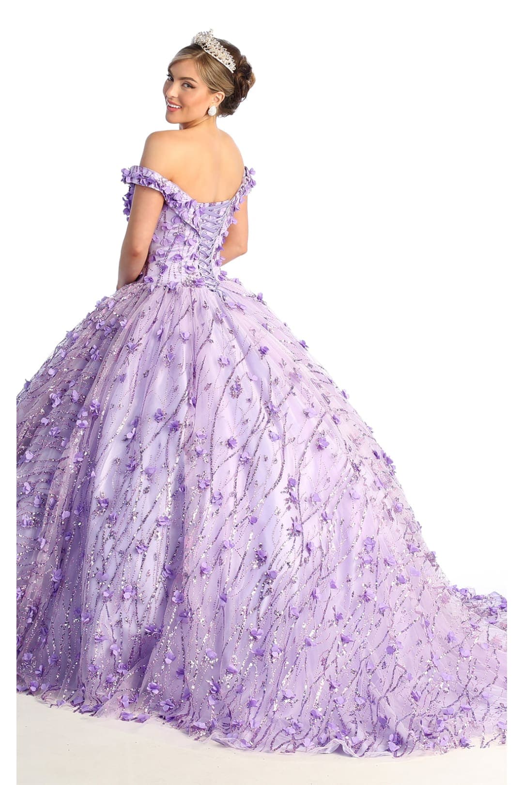 3D Floral Ligh-Up Quinceanera Dress GL16 Glitterati Style Prom