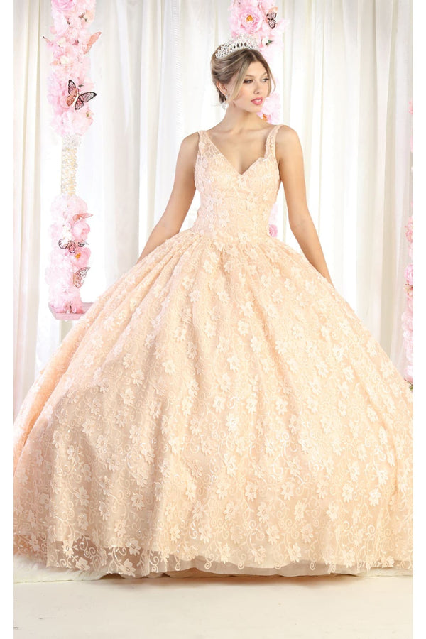 Floral Quinceanera Dress - LA168 - CHAMPAGNE / 4