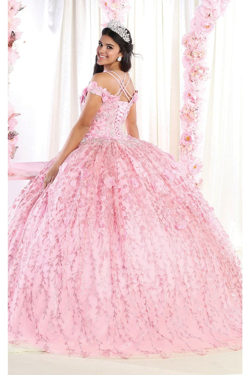 Layla K LK172 Cold Shoulder 3D Floral Ball Gown