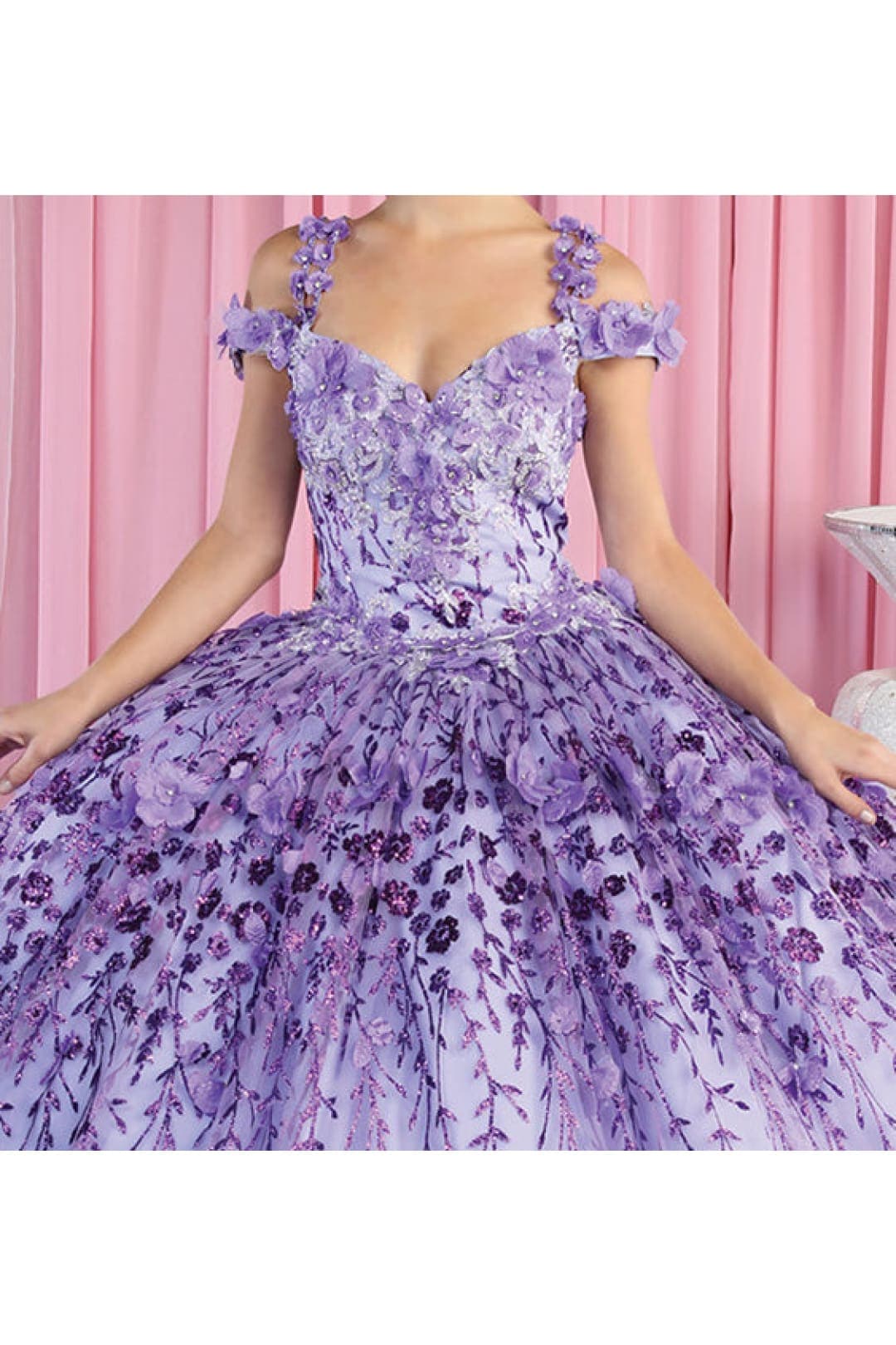 Layla K LK172 Cold Shoulder 3D Floral Ball Gown