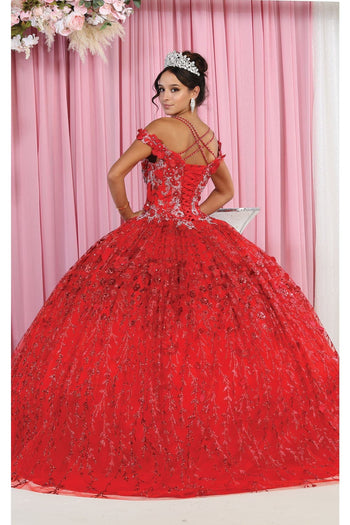 Layla K LK172 Cold Shoulder 3D Floral Ball Gown