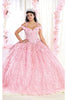 Layla K LK172 Cold Shoulder 3D Floral Ball Gown - PINK / 4