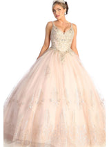 Quinceanera Dress Ball Gown Embroidered Glitter Style Layla K LK173