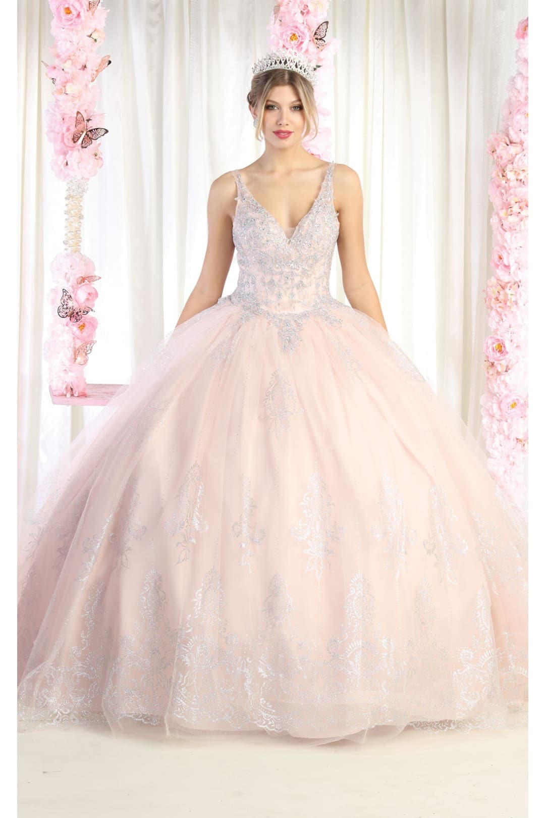 Layla K LK173 Ball Gown Prom Dresses - BLUSH/SILVER / 4
