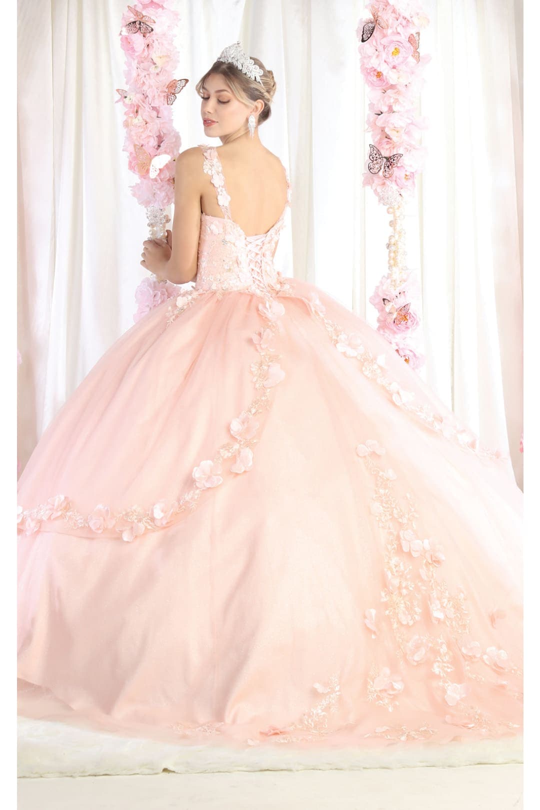 rose gold sweet 16 dresses Glitter Rose Gold Quinceanera Dress Bow Off Shoulder Beads Shiny Sweet 16 Dress