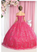 Layla K LK183 Off Shoulder Corset Quinceanera Glitter Ball Gown