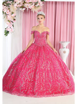 Layla K LK183 Off Shoulder Corset Quinceanera Glitter Ball Gown