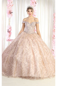 Layla K LK183 Sweetheart Glitter Ball Gown - ROSEGOLD / 4