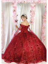 Layla K LK184 Off Shoulder Floral Corset Quinceanera Ball Gown