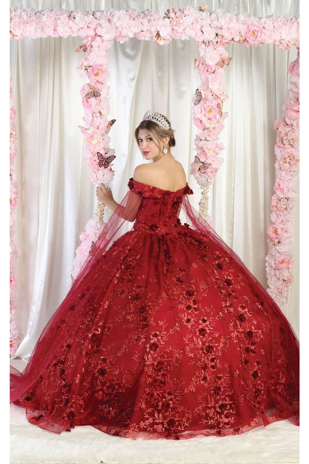 Layla K LK184 Cape Floral Quinceanera Ball Gown