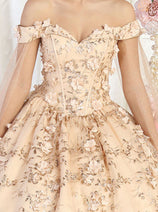 Layla K LK184 Off Shoulder Floral Corset Quinceanera Ball Gown