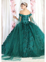 Layla K LK184 Off Shoulder Floral Corset Quinceanera Ball Gown