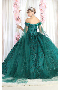 Layla K LK184 Cape Floral Quinceanera Ball Gown