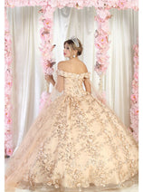Layla K LK184 Off Shoulder Floral Corset Quinceanera Ball Gown