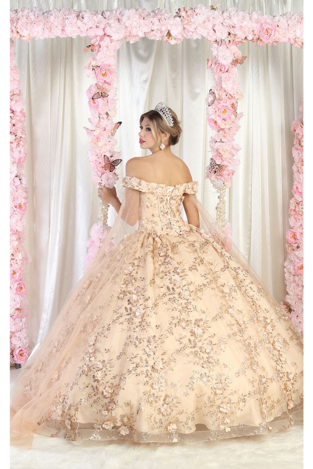 gold sweet 16 dresses Womens Rose Quinceanera Pageant Long Sweetheart Sleeveless Ball Gown Plus Size Dress finished with a box EileenDor Women's Quinceanera Dresses Lace