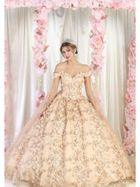 Layla K LK184 Off Shoulder Floral Corset Quinceanera Ball Gown