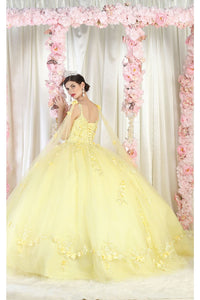 Layla K LK185 Side Cape Sleeve Quince Gown