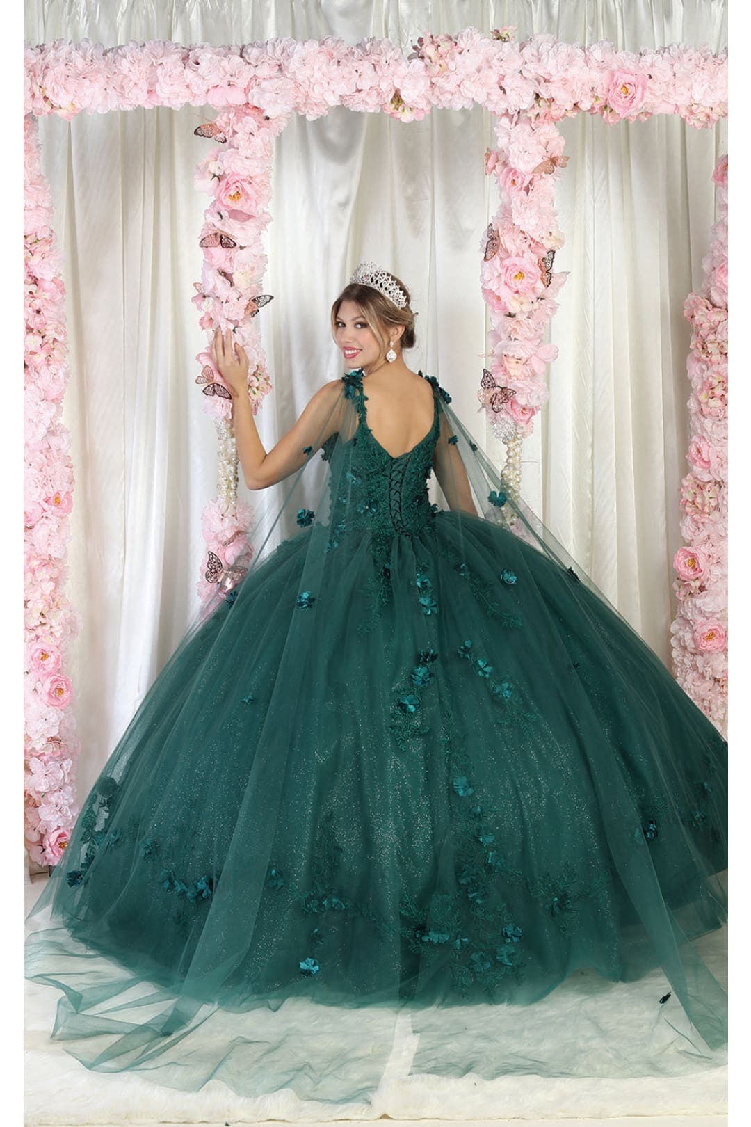 Layla K LK185 Side Cape Sleeve Quince Gown