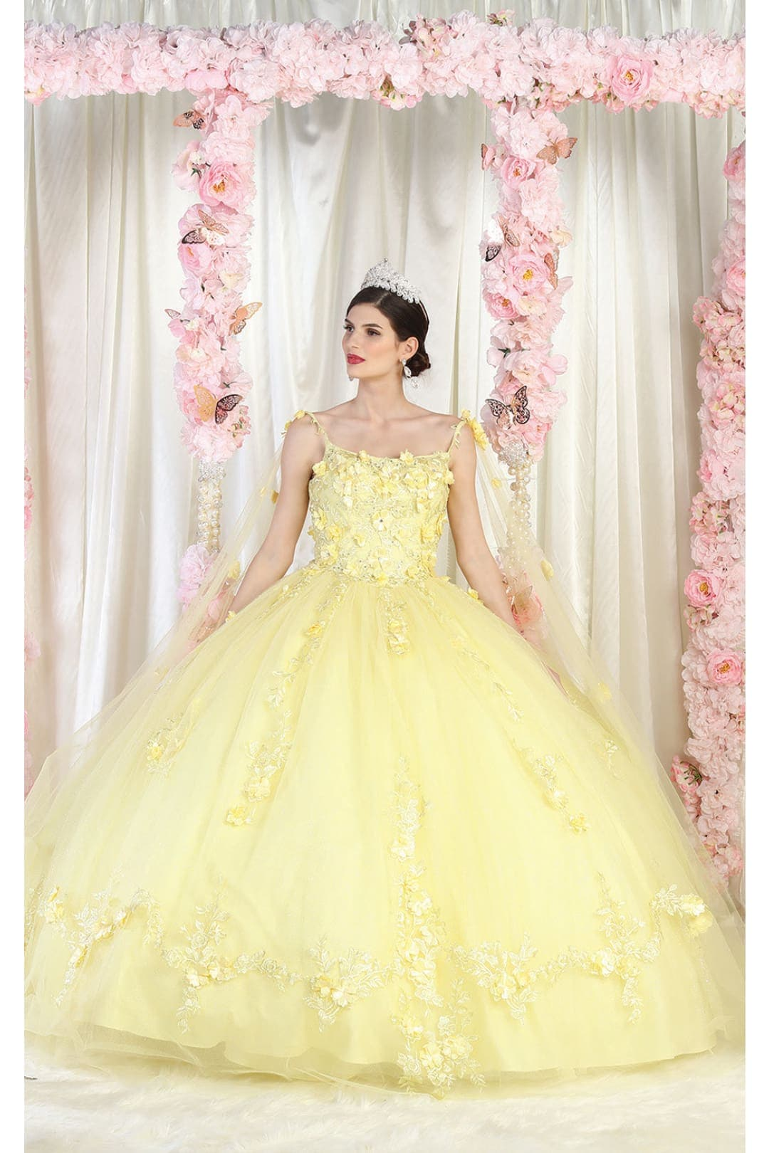 Layla K LK185 Side Cape Sleeve Quince Gown