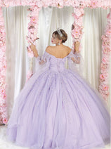 Layla K LK187 Floral Corset Quinceanera Ball Gown with Detachable Sleeves