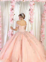 Layla K LK187 Floral Corset Quinceanera Ball Gown with Detachable Sleeves