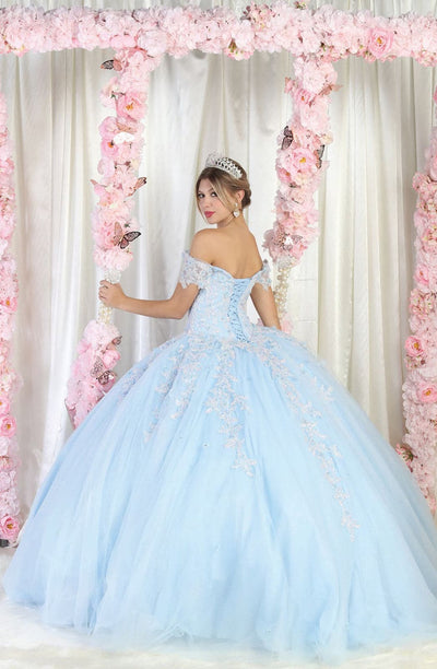 Layla K LK187 Off Shoulder Ball Gown - BABY BLUE / 2