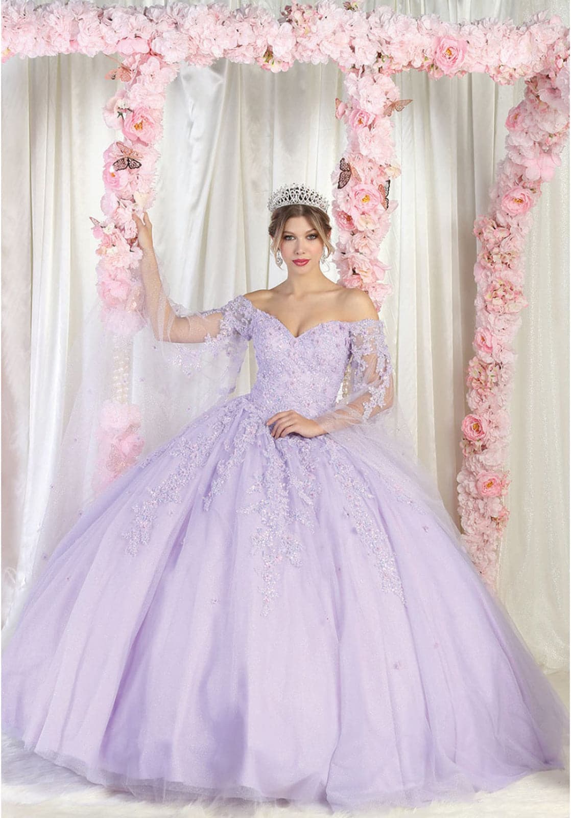 Layla K LK187 Off Shoulder Ball Gown - LILAC / 2